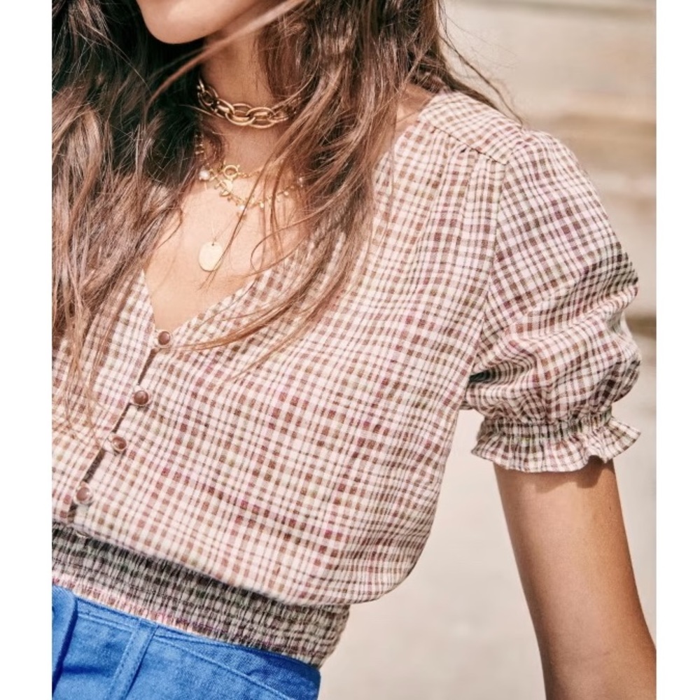 Sezane Smocked Feliz Blouse